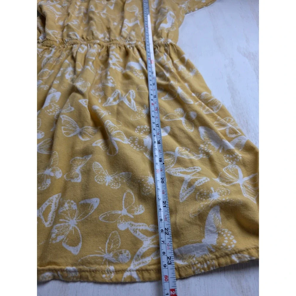 OshKosh Bgosh Girls Yellow Butterfly Dress Boho Cottagecore Viscose Size 7 7A